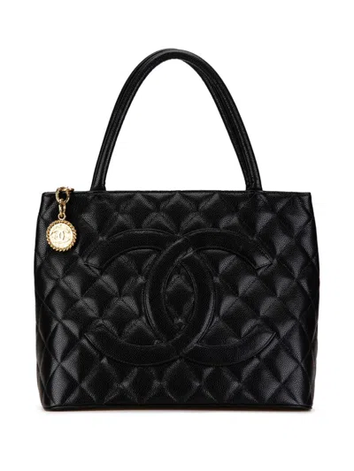 Pre-owned Chanel 2004-2005 Caviar Medallion Tote Bag In Black
