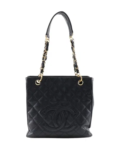 Pre-owned Chanel 2004-2005 Caviar Petite Shopping Tote Bag In Black