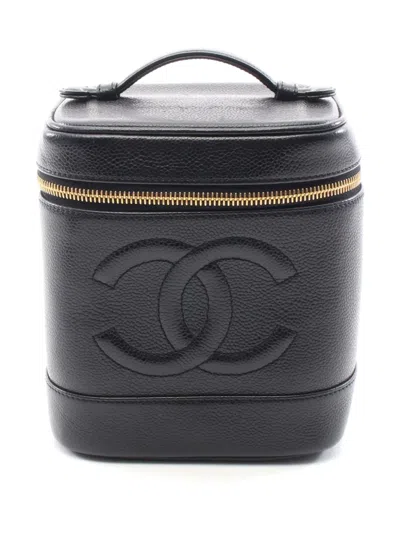 Pre-owned Chanel 2004-2005 Cc Caviar Case Vanity Bag In Black