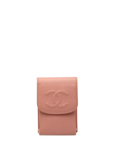 Pre-owned Chanel 2004-2005 Cc Caviar Cigarette Case In Pink