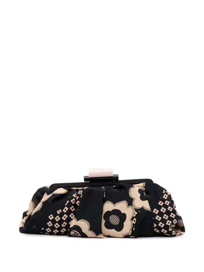 Pre-owned Chanel 2004-2005 Cc Silk Camellia Frame Clutch Bag