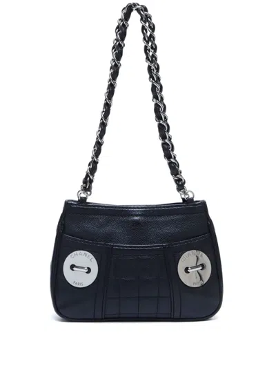 Pre-owned Chanel 2004-2005 Choco Bar Shoulder Bag In Black