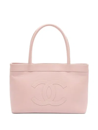 Pre-owned Chanel 2004-2005 Coco-mark Caviar-leather Tote Bag In Pink