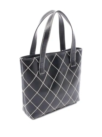 Pre-owned Chanel 2004-2005 Diamond-stitch Tote Bag In Black