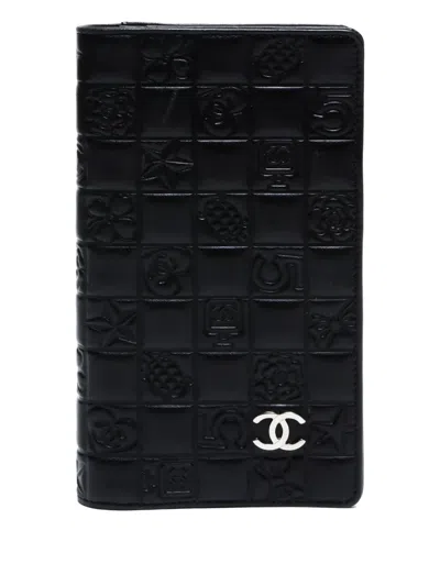 Pre-owned Chanel 2004-2005 Icon Motif Wallet In Black