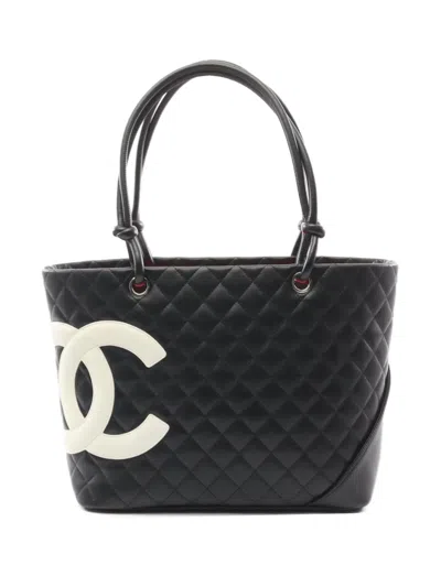 Pre-owned Chanel 2004-2005 Large Cambon Line Tote Bag In Black