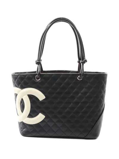 Pre-owned Chanel 2004-2005 Large Cambon Quilted Shoulder Bag In Black