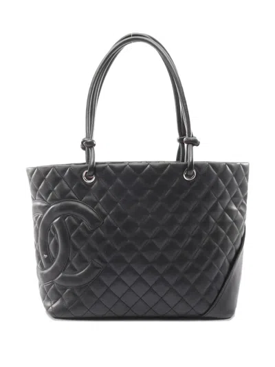 Pre-owned Chanel 2004-2005 Large Cambon Quilted Tote Bag In Black