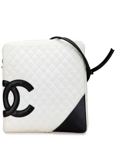 Pre-owned Chanel 2004-2005 Maxi Lambskin Cambon Ligne Crossbody Bag In Black