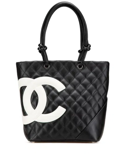 Pre-owned Chanel 2004-2005 Medium Cambon Ligne Tote Bag In Black