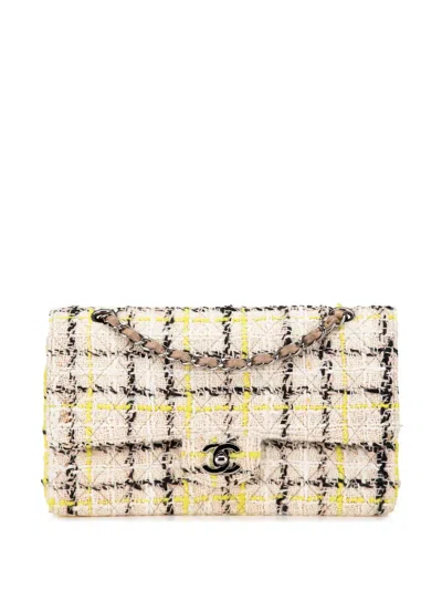 Pre-owned Chanel 2004-2005 Medium Classic Tweed Double Flap Shoulder Bag In 褐色