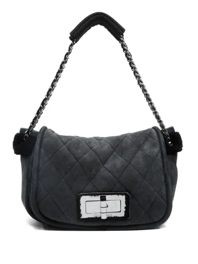 Pre-owned Chanel 2004-2005 Mouton 2.55 Suede-flap Shoulder Bag In Gray