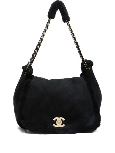 Pre-owned Chanel 2004-2005 Quilted Mouton Shoulder Bag In Black