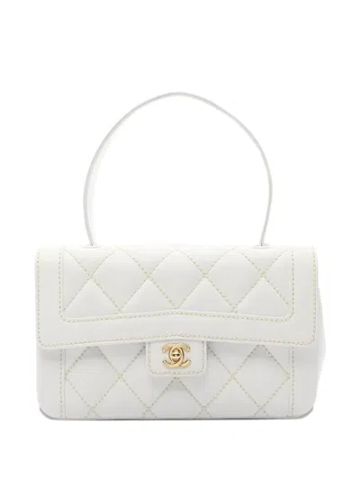 Pre-owned Chanel 2004-2005 Wild Stitch Leather Tote Bag In White