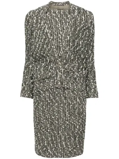 Pre-owned Chanel 2004 Bouclé Dress Suit In Green