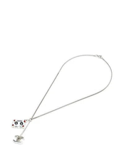 Pre-owned Chanel 2004 Cassette-pendant Necklace In Silver