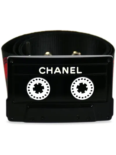 Pre-owned Chanel 2004 Cassette Tape Belt In Black