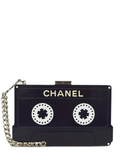 Pre-owned Chanel 2004 Cassette Tape Clutch Bag In Black
