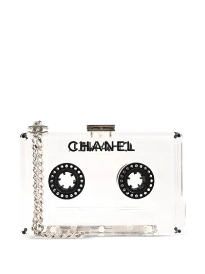 Pre-owned Chanel 2004 Cassette Tape Clutch Bag In White