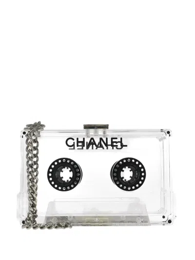 Pre-owned Chanel 2004 Cassette Tape Clutch Bag In White