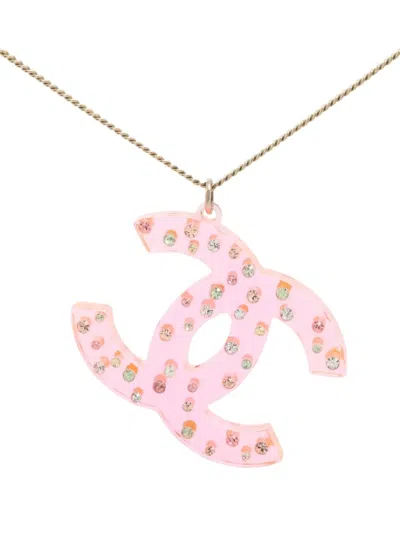 Pre-owned Chanel 2004 Cc Mark Necklace In Pink
