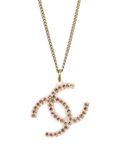 Pre-owned Chanel 2004 Cc-pendant Chain Necklace In Gold