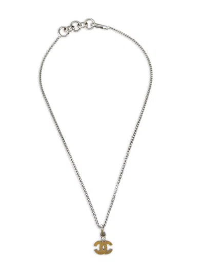 Pre-owned Chanel 2004 Cc Pendant Chain Necklace In Silver