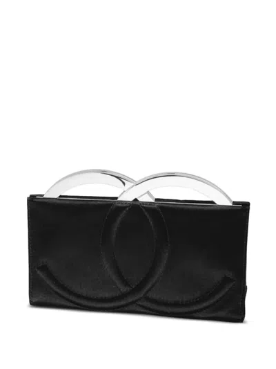Pre-owned Chanel 2004 Cc Satin Clutch Bag In Black
