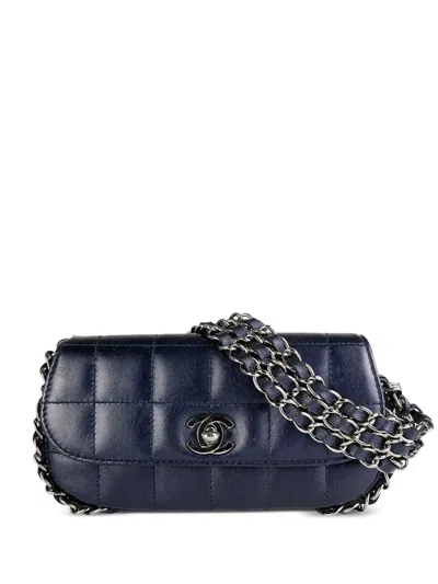 Pre-owned Chanel 2004 Choco Bar Shoulder Bag In Blue