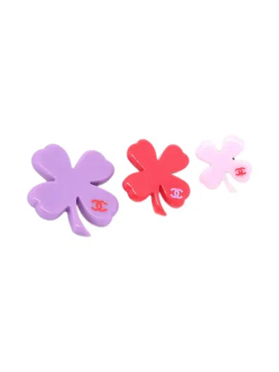 Pre-owned Chanel 2004 Clover Brooch Pins (set Of Three)