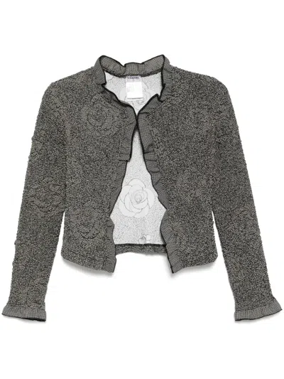 Pre-owned Chanel 2004 Collarless Jacket In White