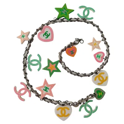 Pre-owned Chanel 2004 Cruise Multicolor Charm Necklace Belt Vintage Accessory In Brown