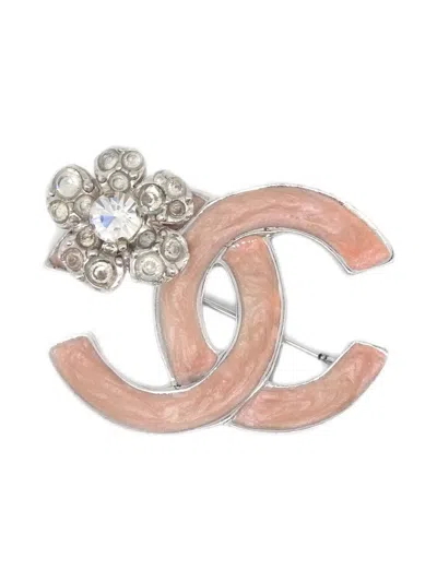 Pre-owned Chanel 2004 Crystal-embellished Cc Brooch