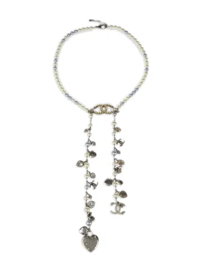 Pre-owned Chanel 2004 Faux-pearl Necklace In Silver