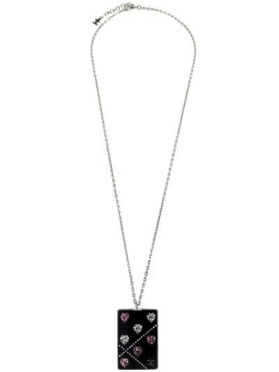 Pre-owned Chanel 2004 Heart-embellished Chain Necklace In Silver