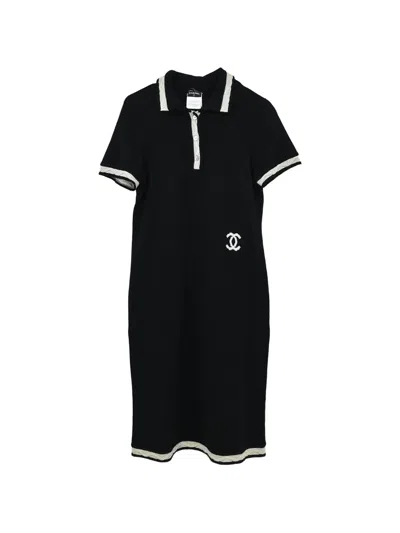 Pre-owned Chanel 2004 Interlocking Cc Short-sleeve Dress In Black