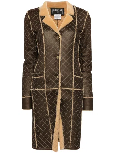 Pre-owned Chanel 2004 Leather Coat In Brown