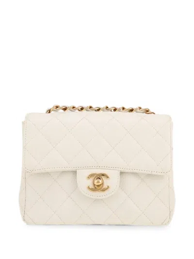 Pre-owned Chanel 2004 Mini Carré Quilted Shoulder Bag In Neutrals