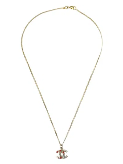 Pre-owned Chanel 2004 Mini Cc-pendant Necklace In Gold