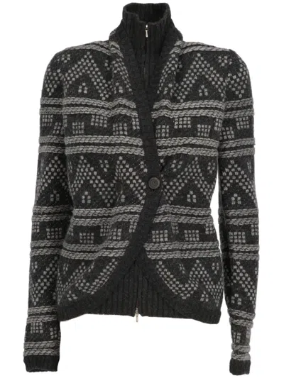 Pre-owned Chanel 2004 Patterned Cardigan In Grey