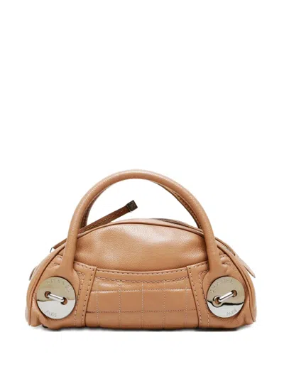 Pre-owned Chanel 2004 Quilted Mini Boston Bag In Brown