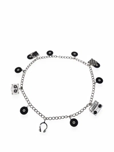 Pre-owned Chanel 2004 Record Cassette Charm Chain Belt In Silver