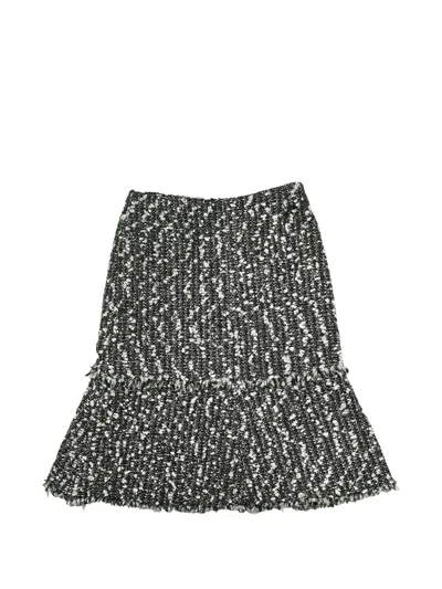 Pre-owned Chanel 2004 Tweed Midi Skirt In Green