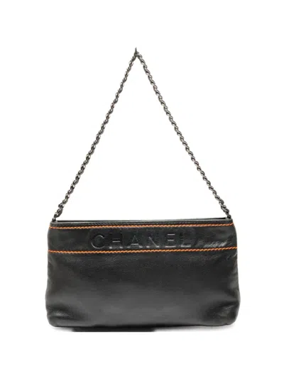 Pre-owned Chanel 2004 Wild Stitch Lambskin Shoulderbag In Black
