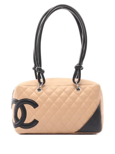 Pre-owned Chanel 2004~2005 Cambon Bowling Shoulder Bag In Neutral