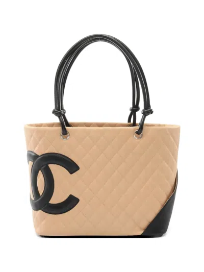 Pre-owned Chanel 2004-2005 Cambon Ligne Tote Bag In Neutral
