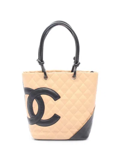 Pre-owned Chanel 2004-2005 Cambon Line Quilted Tote Bag In Neutral