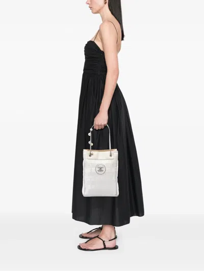 Pre-owned Chanel 2004-2005 Cc Canvas Pearl Tote Bag In White