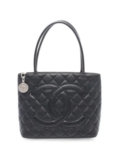 Pre-owned Chanel 2004-2005 Cc Caviar Tote Bag In Black