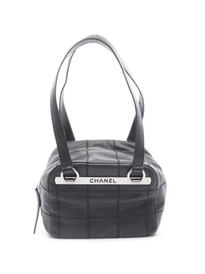 Pre-owned Chanel 2004-2005 Chocolate Bar Boston Tote Bag In Black